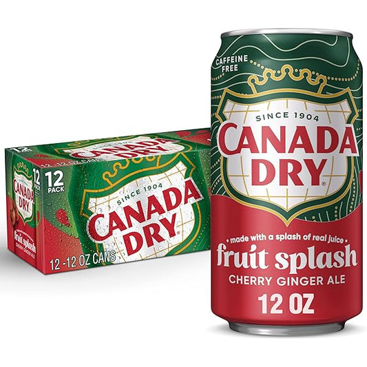 Canada Dry Fruit Splash Cherry Ginger Ale, 12oz. Cans, 12 Pack