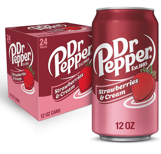 Dr Pepper Strawberries And Cream Soda, Cans, 24 Pk 12 fl. oz.
