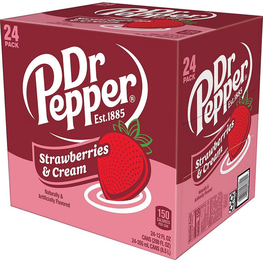 Dr Pepper Strawberries And Cream Soda, Cans, 24 Pk 12 fl. oz.