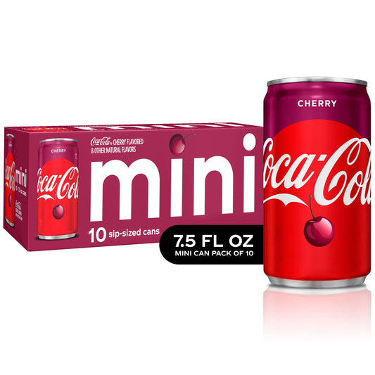 Coca-Cola Cherry Coke Soda, 7.5 oz. mini cans (Pack of 10)