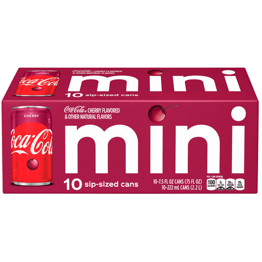 Coca-Cola Cherry Coke Soda, 7.5 oz. mini cans (Pack of 10)