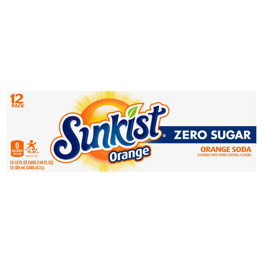 Sunkist Zero Sugar Orange, 12 FL Ozs. cans (12 Pack)