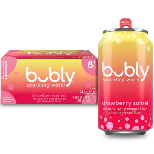 Bubly Strawberry Sunset Sparkling Water 8pk 12 fl oz. Cans