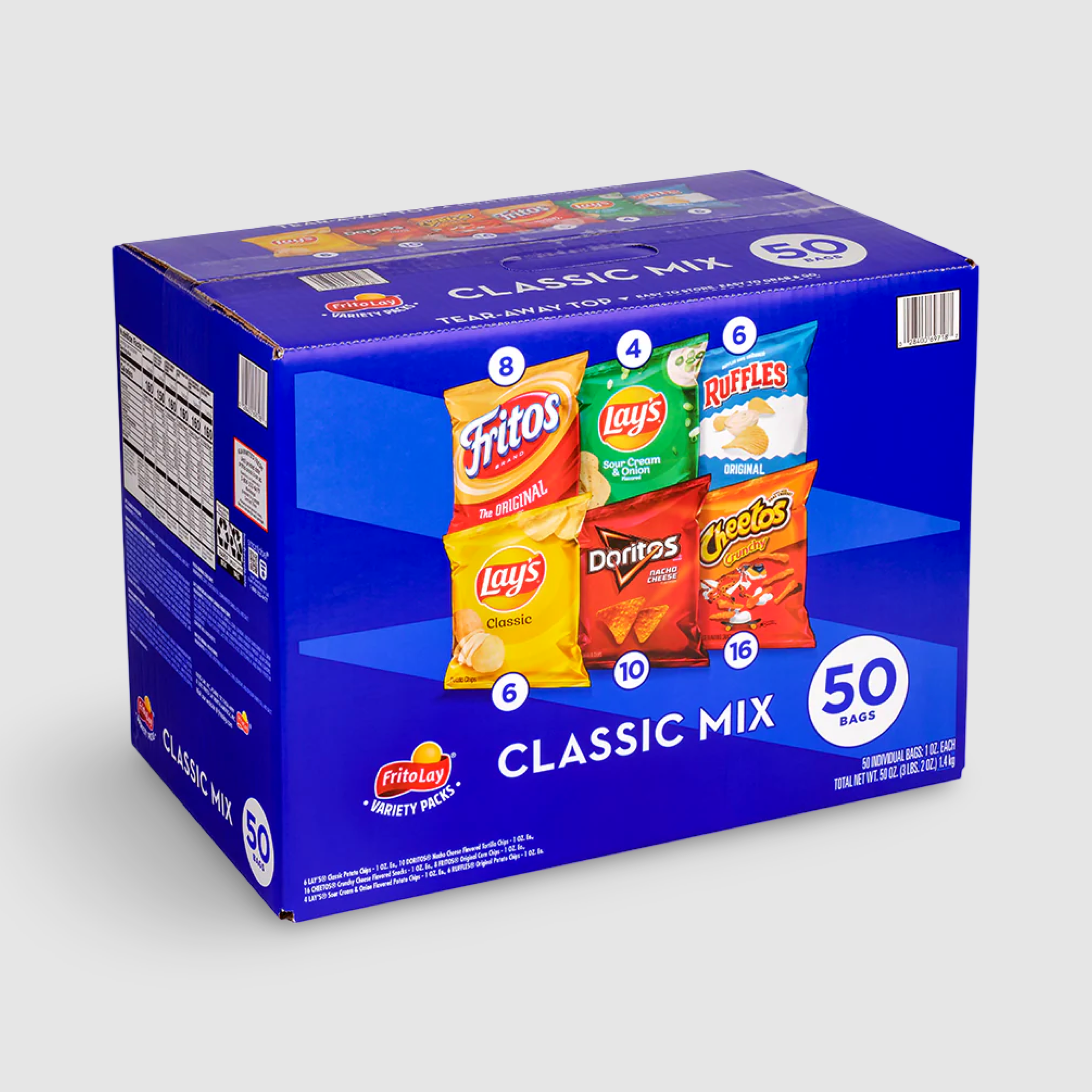 FRITO LAY Potato Chips Bags Variety Pack, 1 oz, 50 Count