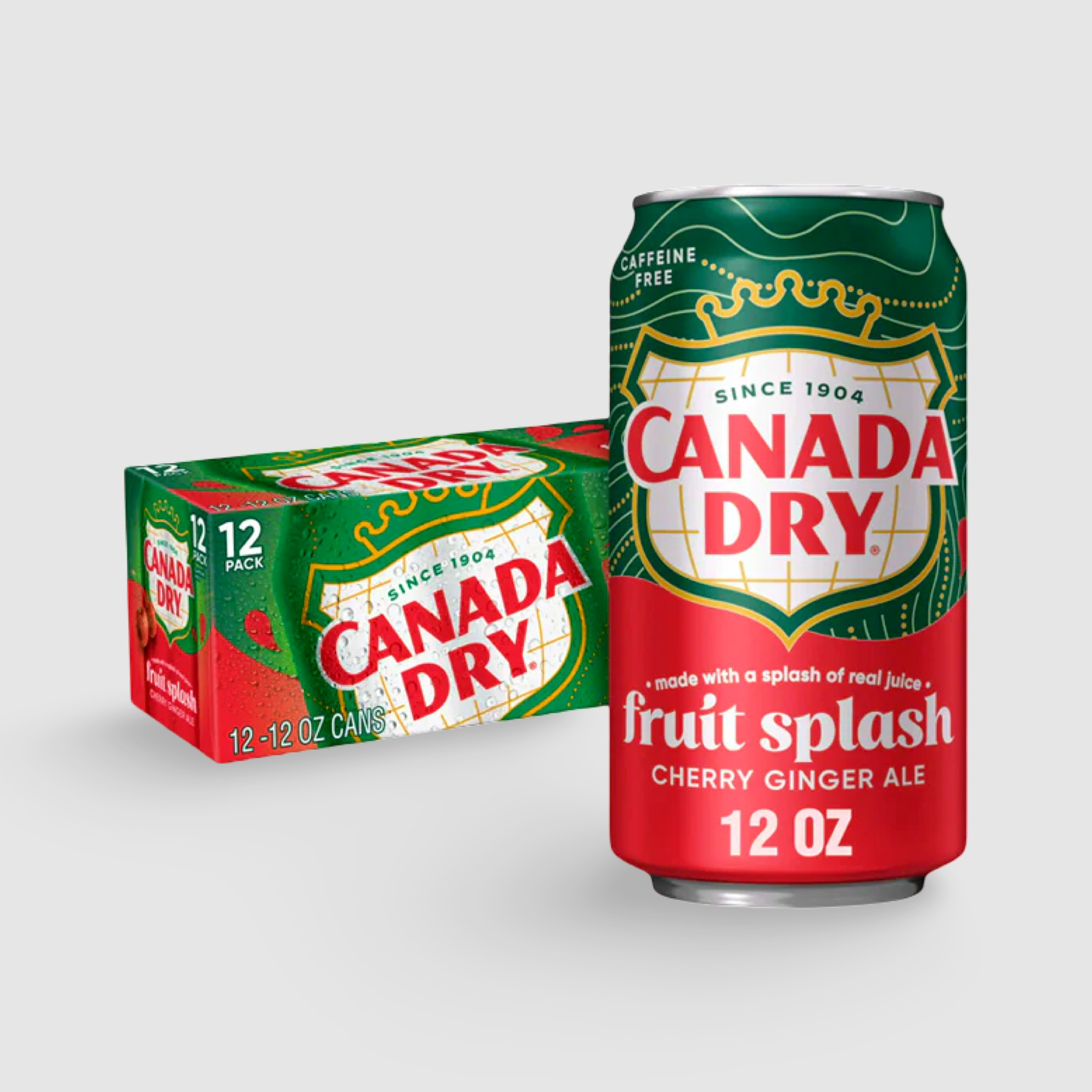 Canada Dry Fruit Splash Cherry Ginger Ale, 12oz. Cans, 12 Pack