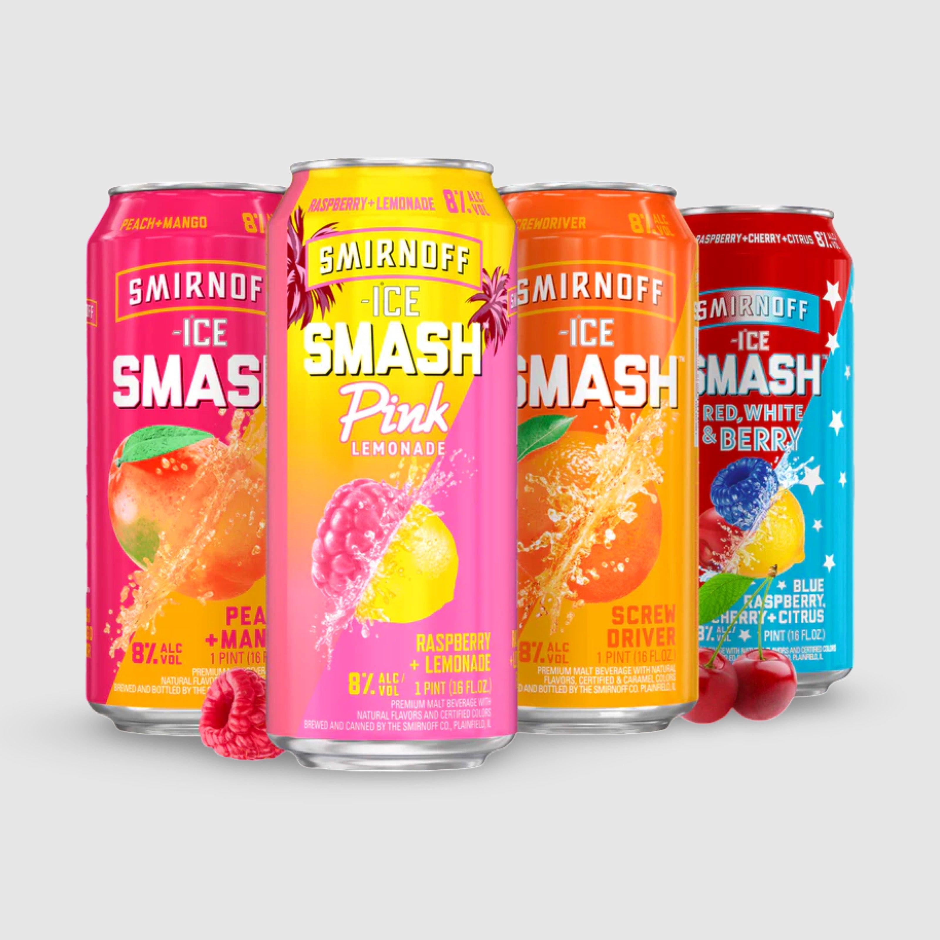 Smirnoff Ice Smash Variety Pack, 16 fl oz, 8 Pack Cans, 8% ABV