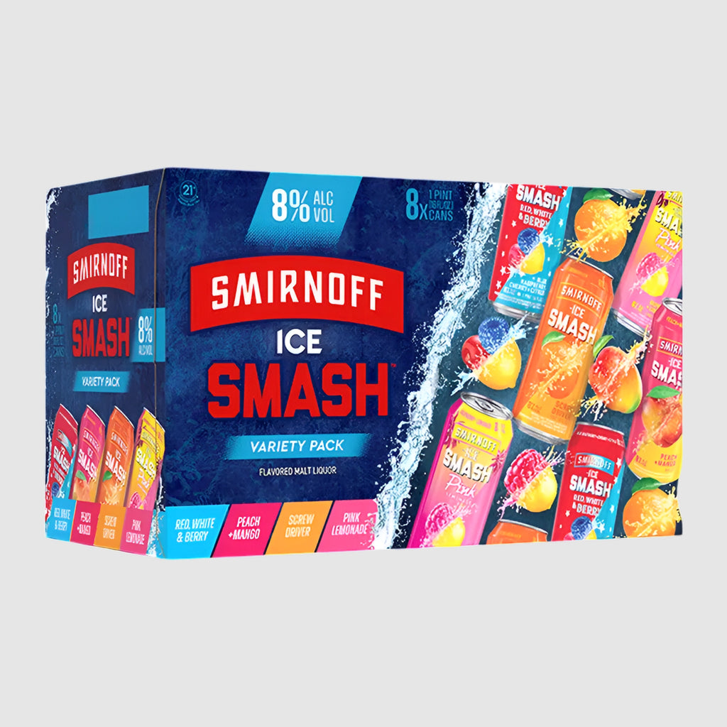 Smirnoff Ice Smash Variety Pack, 16 fl oz, 8 Pack Cans, 8% ABV