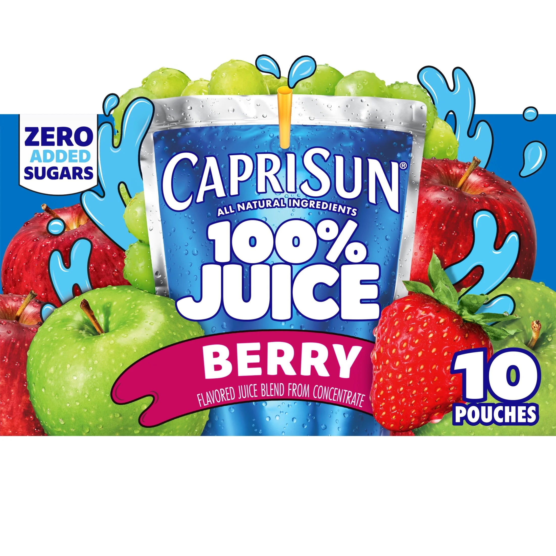 Capri Sun 100% Juice Berry Juice Box Pouches, 10 Ct Box, 6 fl oz Pouches, Liquids