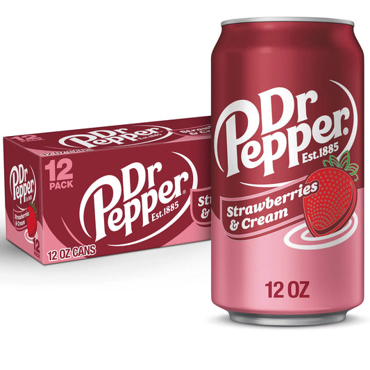 Dr Pepper Strawberries & Cream, 12oz. Cans, 12 Pack